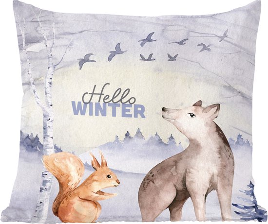 Sierkussens - Kussentjes Woonkamer - 60x60 cm - Dieren - Sneeuw - Winter - Kerstversiering - Kerstdecoratie voor binnen - Woonkamer