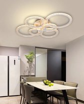 Uniclamps LED - Plafonnier en cristal à 6 Ring avec télécommande - Lampe Smart - Wit - Dimmable avec application - Lampe de salon - Lampe moderne - Plafonnier - ACTION €199,95