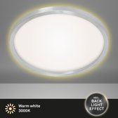 Briloner Leuchten - LED-plafondlamp, plafondlamp incl. achtergrondverlichting, 22 watt, 3.000 lumen, 3.000 Kelvin, aluminiumkleurig/wit
