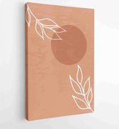 Earth tone boho gebladerte lijntekeningen tekenen met abstracte vorm. Abstract Plant Art-ontwerp voor print, omslag, behang, minimale en natuurlijke kunst aan de muur. 1 - Moderne