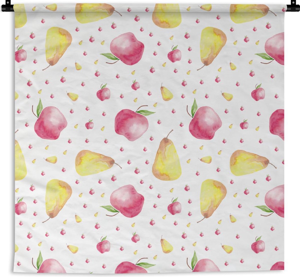 Wandkleed - Wanddoek - Peren - Appels - Waterverf - 60x60 cm - Wandtapijt