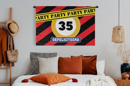 Tapisserie - Toile murale - Anniversaire - Fête - 35 ans - 150x100 cm - Tapisserie
