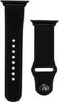 DrPhone LB3 - Lederen Armband - Geschikt Voor iOS Smartwatch 42/44/45mm - Modieuze Horlogeband - Zwart met Zwarte Adapter