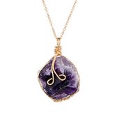 Bixorp Gems Edelsteen Ketting met Amethist Hanger Goudkleurig - Paars Edelstenen Sieraad - Cadeau voor Vrouwen & Meisjes