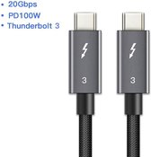 NÖRDIC TB3-106 USB-C naar USB-C kabel - Thunderbolt 3 - USB 3.1 - 100W PD - 20Gbps - 50cm - Zwart