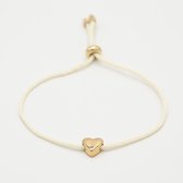 Armband met hartje - Michelle Bijou - Armband - Stainless Steel -  Beige - Gold plated
