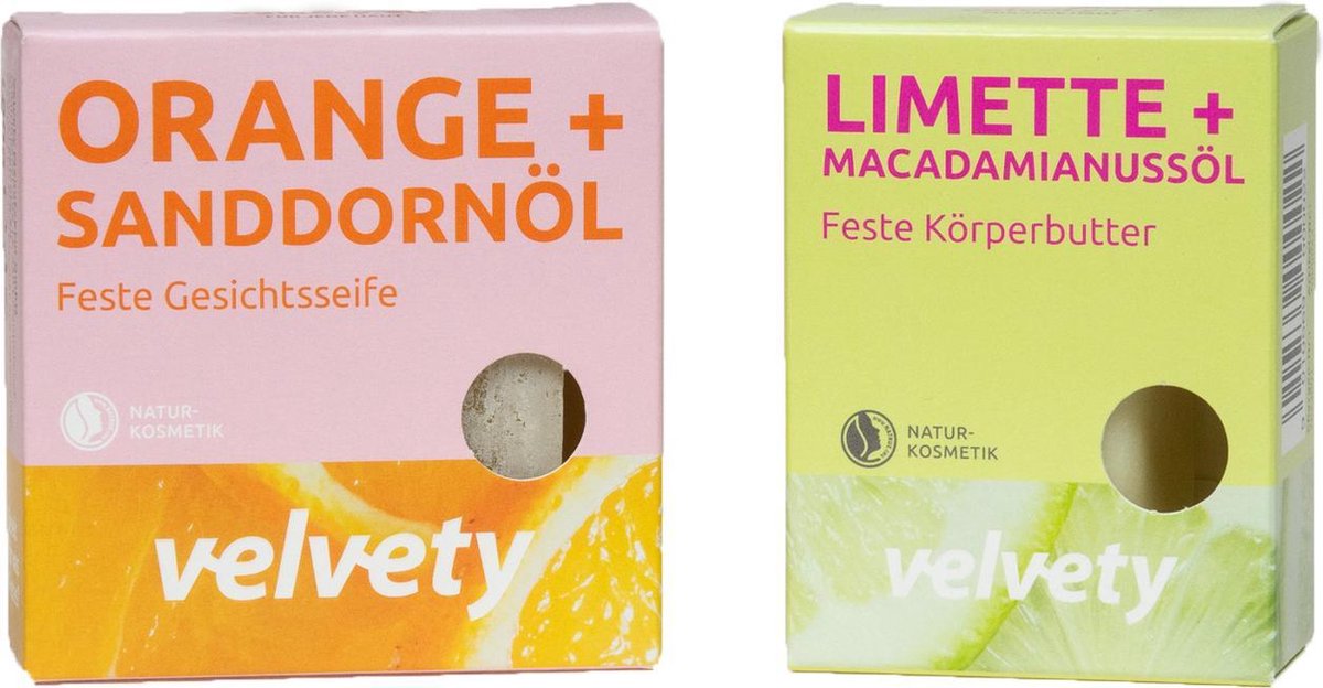 Velvety Body Butter - Face Bar Set - Lime - Macadamia Nut Oil, Orange - Sea Buckthorn Oil - Zero Waste - Natural Ingredients - Face Care