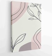 Earth tone boho gebladerte lijntekeningen tekenen met abstracte vorm. Abstract Plant Art-ontwerp voor print, omslag, behang, minimale en natuurlijke kunst aan de muur. 2 - Moderne