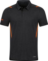 Jako Challenge Polo Dames - Zwart Gemeleerd / Fluo Oranje