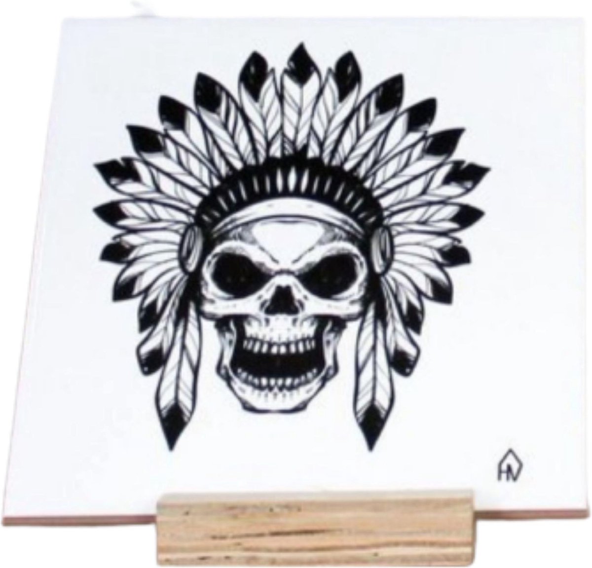 Tegeltje 'Funky Ceramics' - Indian Skull | incl. standaard | Housevitamin