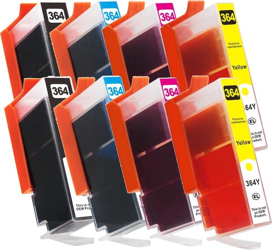 MediaHolland - Huismerk Inkt Cartridges voor HP 364XL Printers - Set van 8 Stuks - 4 Kleuren - HP Inktpatronen, Cartridge