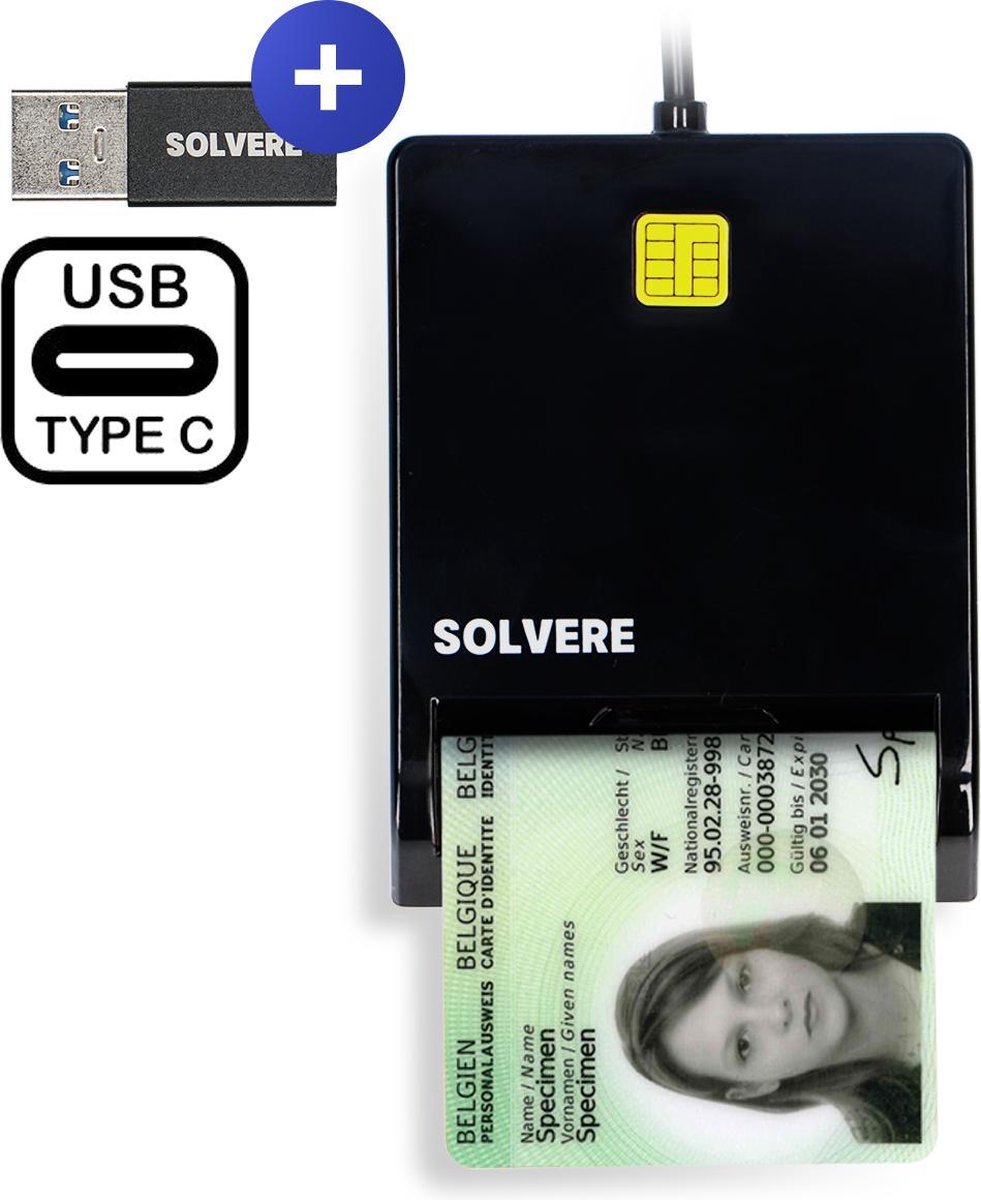 eID Kaartlezer Identiteitskaart USB C - Kaartlezer Identiteitskaart - Simkaart - Kaartlezer - Card Reader - België - Mac & Windows - USB C - Solvere