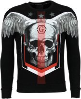 Rhinestone Trui Heren - Doodskop Sweater - Ster Skull - Zwart