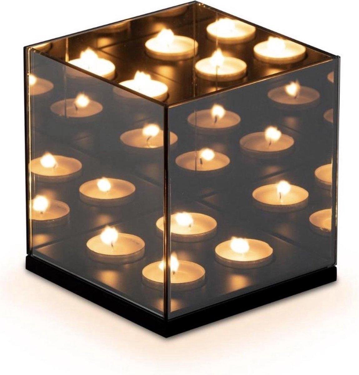spiegelbox theelichthouder 4 waxinelichtjes theelichthouder zwart