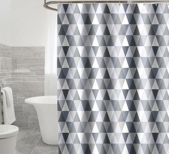 Douchegordijn 180cm hoog 200cm breed met loodkoord polyester