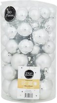 Oneiro's luxe kerstballen GIGA SET van 60 Zilver – ø80 mm – multi -  kerstbal - luxe verpakking – kerstcollectie – kerstdecoratie – kerstboomhanger – kerstversiering – rood – groen – wit