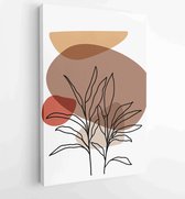 Gebladerte lijntekeningen met abstracte vorm. Abstract Plant Art-ontwerp voor print, omslag, behang, minimale en natuurlijke kunst aan de muur. 2 - Moderne schilderijen – Verticaal