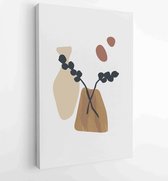 Tropische blad gebladerte lijnwerk tekenen met abstracte vorm. Abstract Plant Art-ontwerp voor print, omslag, behang, minimale en natuurlijke kunst aan de muur. 3 - Moderne schilde