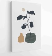 Tropische blad gebladerte lijnwerk tekenen met abstracte vorm. Abstract Plant Art-ontwerp voor print, omslag, behang, minimale en natuurlijke kunst aan de muur. 2 - Moderne schilde