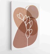 Earth tone boho gebladerte lijntekeningen tekenen met abstracte vorm. Abstract Plant Art-ontwerp voor print, omslag, behang, minimale en natuurlijke kunst aan de muur. 4 - Moderne schilderijen – Verticaal – 1825732622 - 40-30 Vertical