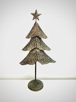 Gold Metal Three Layer Tree Star Peak 41 cm hoog - Christmas Tree - kerstboom - glitters - metaal - figuur - kerststukje - kerstdecoratie - kerstitem - accessoire - interieur - ges