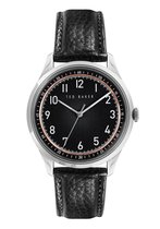 Ted Baker Daquir 3 hands - Herenhorloge - BKPDQS109 - Zilver - Zwart - Lederen horlogeband - 40 MM