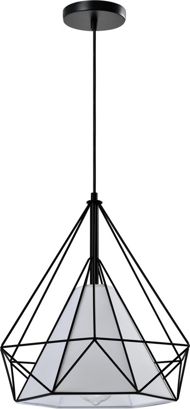 QUVIO Hanglamp modern - Lampen - Plafondlamp - Verlichting - Verlichting plafondlampen - Keuken - Voor binnen - Met 1 lichtpunt - Lamp - Metaal - D 38 cm - E27 Fitting - Zwart