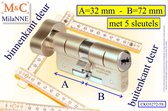 M&C Conder high-tech security deurcilinder 32x72 mm KNOP OVAAL MET 5 SLEUTELS - SKG*** - Politiekeurmerk Veilig Wonen - inclusief MilaNNE gereedschap montageset en hangslot kaars