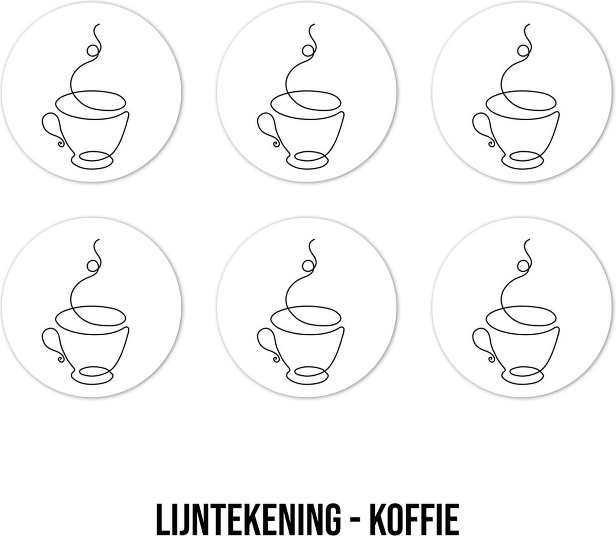 Ronde onderzetters - Lijntekening koffiekopje