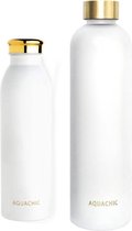 Aquachic Combi: 1L Water Fles Wit + Thermosfles 500 ml Wit - Stay hydrated in style