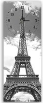 Trend24 - Wandklok - Eiffeltoren - Muurklok - Steden - 25x65x2 cm - Grijs