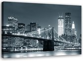 Trend24 - Canvas Schilderij - Brooklyn Bridge - Schilderijen - Steden - 120x80x2 cm - Zwart