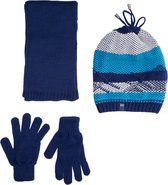 Kitti 3-Delig Winter Set | Muts (Beanie) met Fleecevoering - Sjaal - Handschoenen | 9-15 Jaar Jongens | Veter-04 (K2180-10)