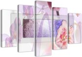 Trend24 - Canvas Schilderij - Flower Regeling - Vijfluik - Bloemen - 200x100x2 cm - Paars