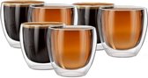 Dubbelwandige Koffieglazen - Theeglazen 250 ml - Thermoglazen - 6 stuks