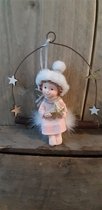 Kerst - Kerstengel - Wit en Roze - Set van 2 - Hangend - Decoratie