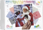 Pixelhobby geschenkdoos KERST 9 basisplaten - Kerstman met Sneeuwman
