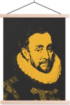 Posterhanger incl. Poster 60x80 cm - Schoolplaat - Willem van Oranje - Adriaen Thomasz - Geel - Zwart - Textielposter - Blanke latten