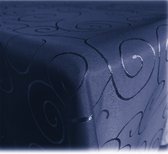 JEMIDI Tafelkleed ornamenten zijdeglans edele tafelhoes tafelkleed - Donkerblauw - Vorm Rond - Maat 135x135