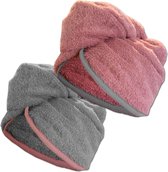 HOMELEVEL Turban en tissu éponge turban à cheveux avec élastique pour enfants en 100% coton, absorbant, tenue stable - Quantité 2 - Multicolore