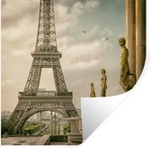 Muurstickers - Sticker Folie - De Eiffeltoren en de mooie beelden van het Palais de Chaillot - 50x50 cm - Plakfolie - Muurstickers Kinderkamer - Zelfklevend Behang - Zelfklevend behangpapier - Stickerfolie