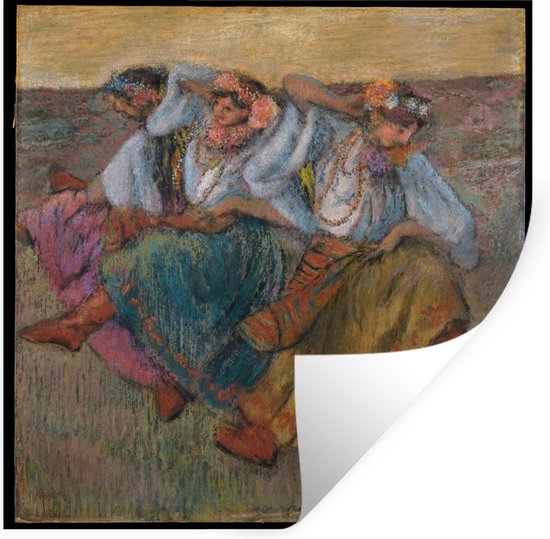 Muurstickers - Sticker Folie - Russische dansers - Schilderij van Edgar Degas - 80x80 cm - Plakfolie - Muurstickers Kinderkamer - Zelfklevend Behang - Zelfklevend behangpapier - Stickerfolie