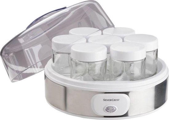 Silvercrest yoghurtmaker 18w inclusief 7 portieglaasjes met schroefdeksel - biologische yoghurtmaker