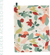 Kleurrijke grote theedoek met bloem design - 100% katoen