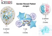 IDEGOS Gender Reveal Pakket - 8x Gender Reveal Confetti ballonnen - 2x Gender Reveal Ballon - 5x Gender Reveal baby boy - It’s a Boy - Jongen - Geboorte partypopper - Blauw