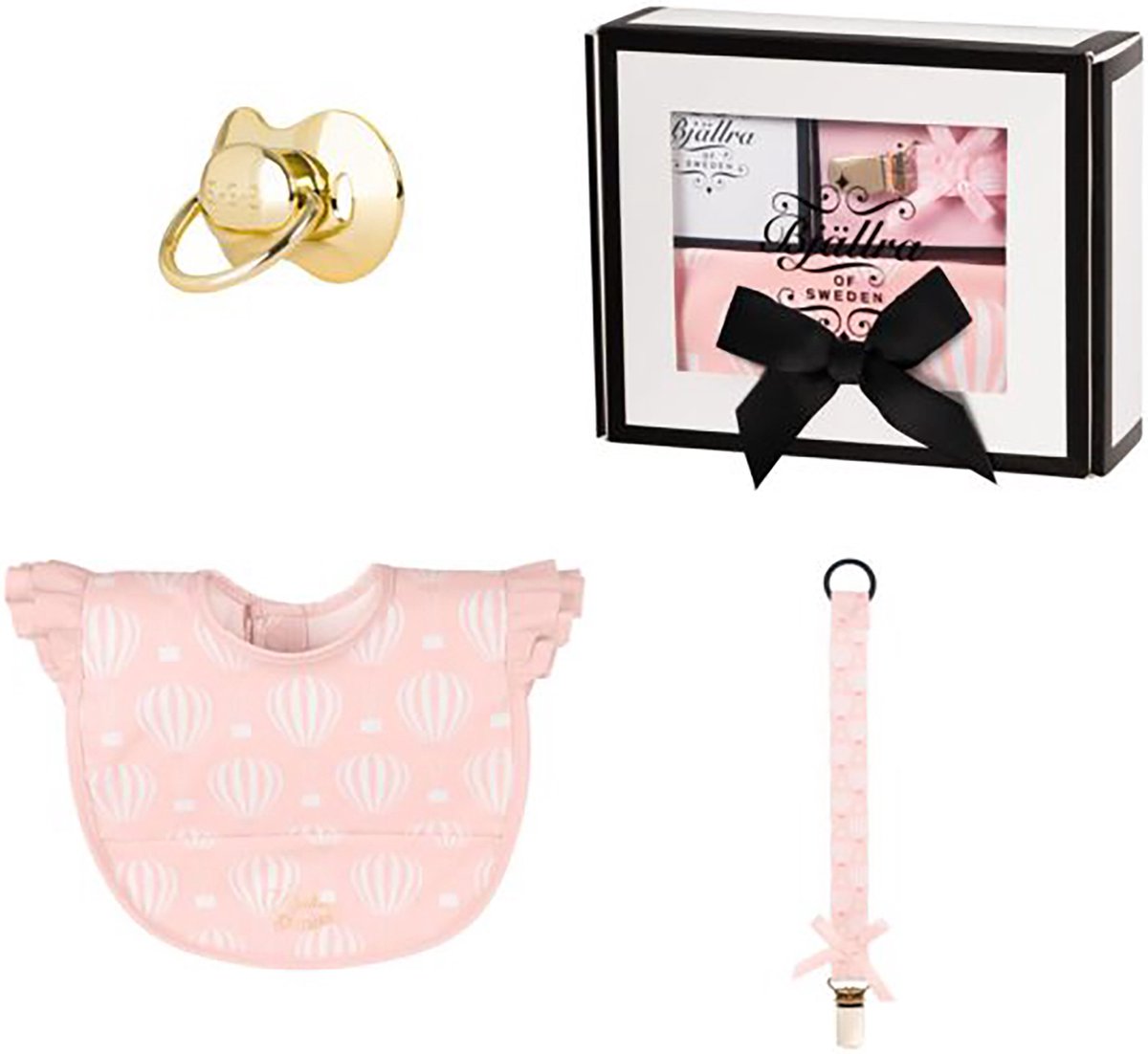 Bjällra of Sweden set roze/goud - set meisje - cadeauset meisje - kraampakket - cadeaupakket - kraamcadeau meisje