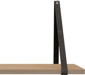Leren Plankdragers - Handles and more® - 100% leer - VINTAGE GREY - set van 2 leren plank banden