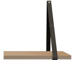 Leren Plankdragers - Handles and more® - 100% leer - VINTAGE GREY - set van 2 leren plank banden