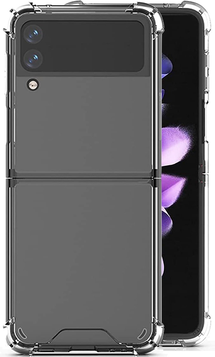 Hoesje geschikt voor Samsung Galaxy Z Flip 3 - Transparant Siliconen Shock Proof Case met Versterkte rand