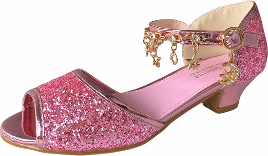 ziekte Uitbeelding viel Elsa Prinsessen schoenen roze glitter + bedeltjes maat 29 – binnenmaat 19  cm - bij... | bol.com
